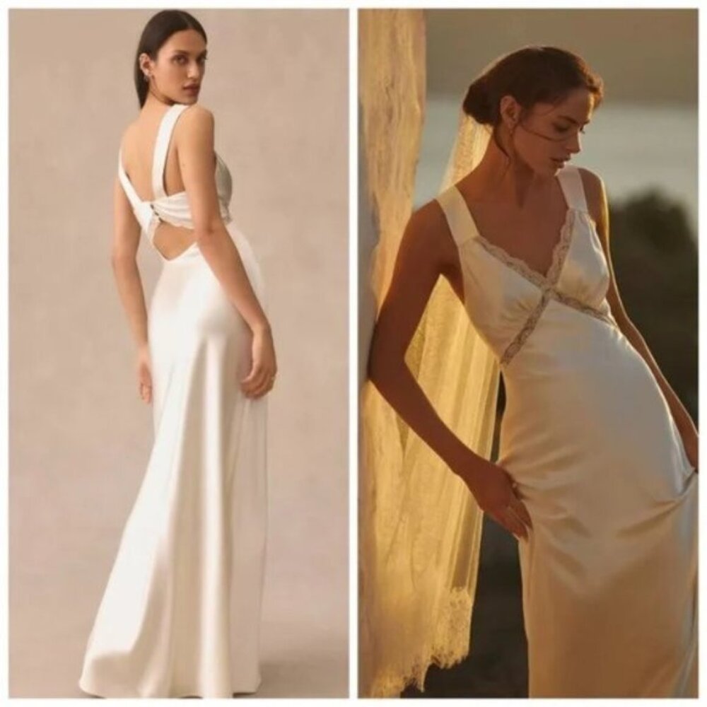 NWT Reformation Chania Ivory Silk Wedding Dress Size L